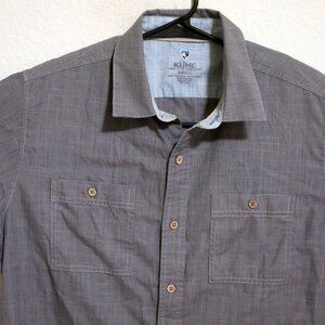 Kuhl Shirt Mens Small Short Sleeve Button Gray Born In The Mountains